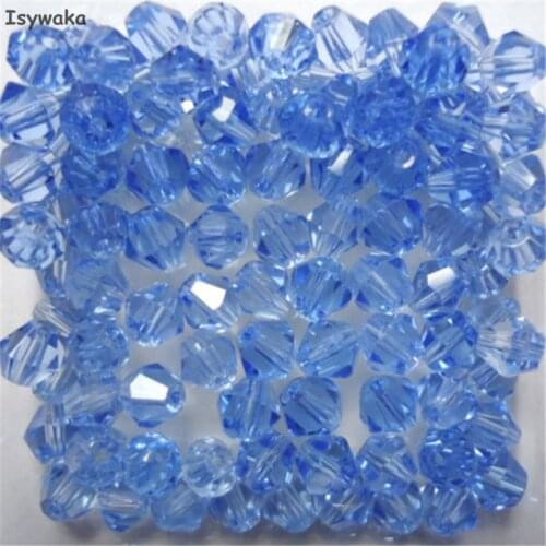 Isywaka Sale Like Blue Color 100pcs 4mm Bicone Austria Crystal Beads charm Glass Beads Loose Spacer Bead for DIY Jewelry Making