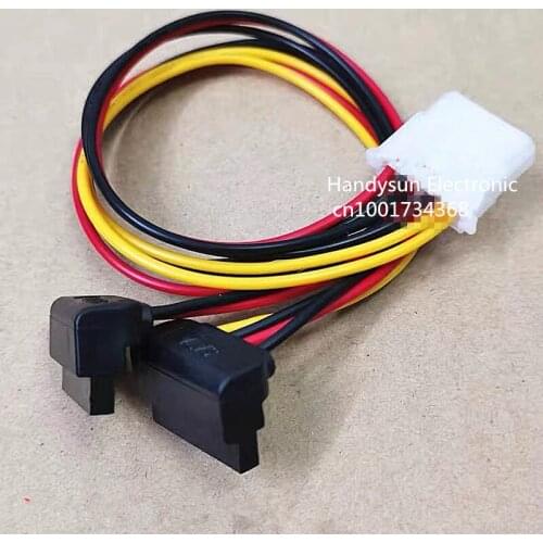 100pcs 4Pin IDE Female Molex to SATA 90 Degree 2 Female Serial ATA Dual 15pin to 4pin Y Splitter Hard Drive Power Supply cable
