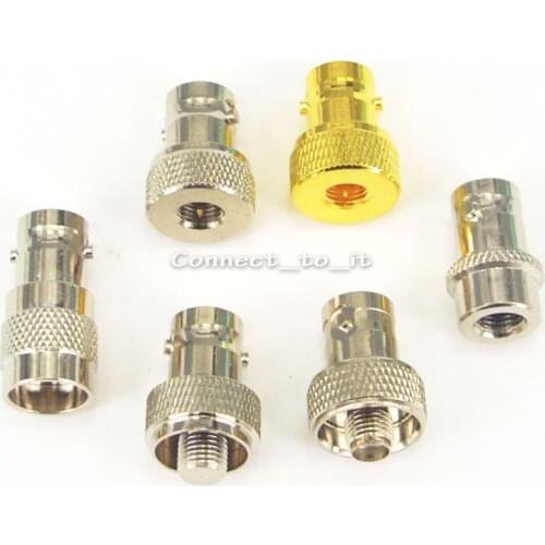 10 Pieces BNC- SMA RF Adapter Kit SMA to BNC 6 Type Straight Nickel & Gold Plated BNC to SMA Male/Female
