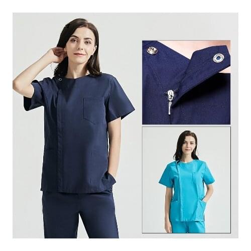 2 Colors Lab Coats Suits Women Beauty and Health Costume Pet Grooming Nurse Scrubs Uniform Short Sleeved Medical Scrubs Workwear