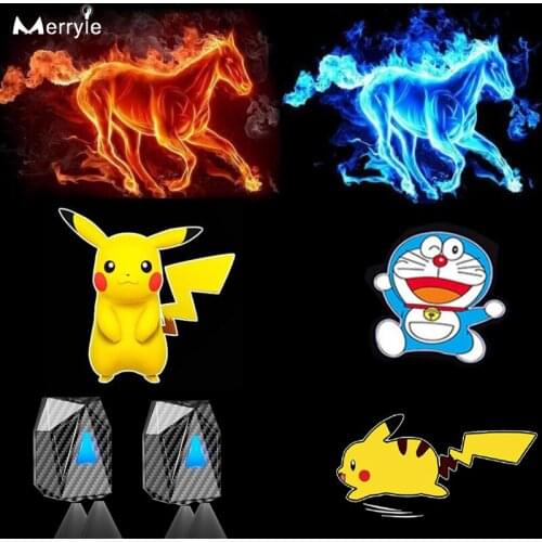 Novelty Creative Dynamic Cartoon Projection Lamp USB Recharge Car Door Warning Lights LED Atmosphere Night Light for Child Gift