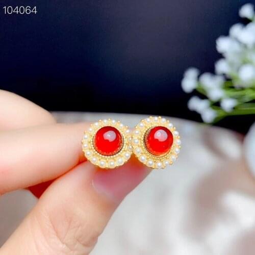 The Best Gift For your mother Garnet gemstone earrings S925 silver earrings women fashion earrings New year gift