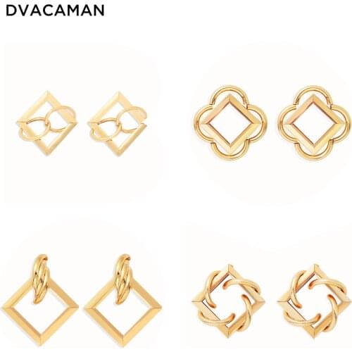 Dvacaman Geometric Maxi Statement Earrings Women Gold Silver Color Metal Drop Earrings Wholesale Jewelry Female Bijoux Gift INS