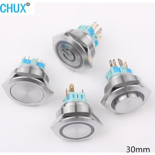 30mm Metal Push button Switch Momentary Self-locking with Light 3v 6V 12V 24V 48V 110V 220v Waterproof Switch