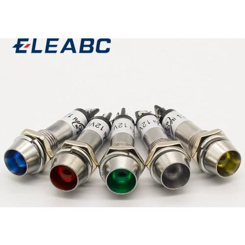 5pcs 12V 24V 220V 8mm metal LED Warning Pilot Light metal led lamp led indicator light metal LED light