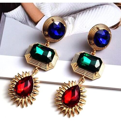 Fashion Boho Colorful Crystal Beaded Dangle Earrings For Women New Rhinestone Statement Water Drop Earrings Bijoux