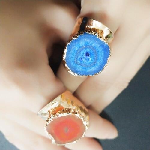 Fashion Simple Exquisite Luxurious Gem Ornament Ring Plating Gold Natural Crystal Flower Adjustable Womens Ring Jewelry