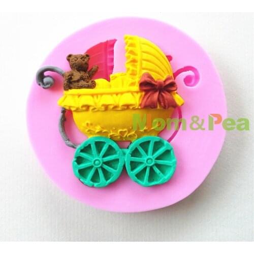 Mom&Pea 0659 Free Shipping Pram Shaped Silicone Mold Cake Decoration Fondant Cake 3D Mold