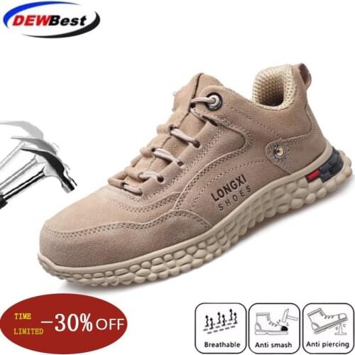 Mens breathable lightweight work safety shoes steel toe construction sports shoes anti-smashing, anti-slip, anti-piercing
