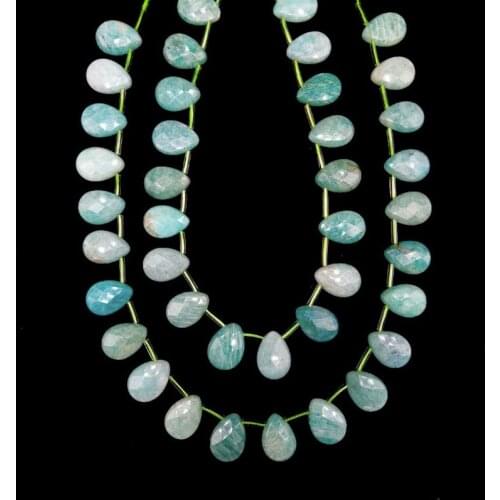 13 X18mm Natural Faceted Green Amazonite Raindrop Teardrop Faceted Gemstone Spacer DIY for Necklace Loose Beads