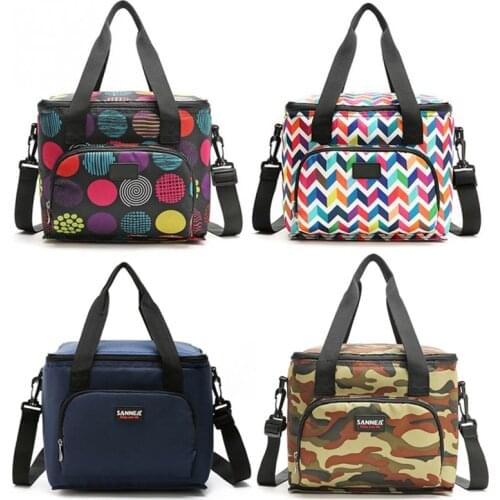 New Fashion Picnic Bag, Floral Print Large Capacity Lunch Bag Multipurpose Food Insulated Thermal Bag for Camping Picnic Hiking