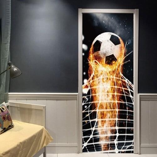 Firing Football Through Wall Stickers For Kids Room Decoration Home Decals Soccer Funs 3d Mural Art Sport Game Pvc Poster