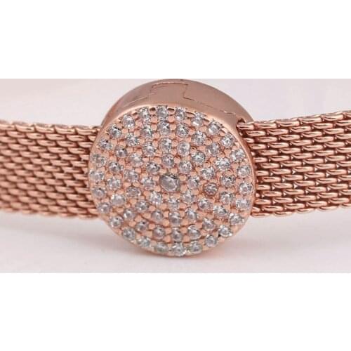 Authentic S925 Silver Rose Reflexions Dazzling Elegance With Crystal Clip Charm fit Lady Bracelet Bangle DIY Jewelry