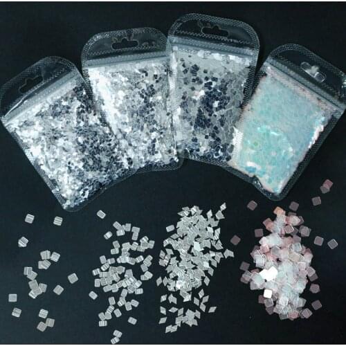 PD130 5G/Bag Paillette Letter Nail Sequins Supplies White/Transparent Flake Glitter For Nails Art Decorations Chameleon Flakes