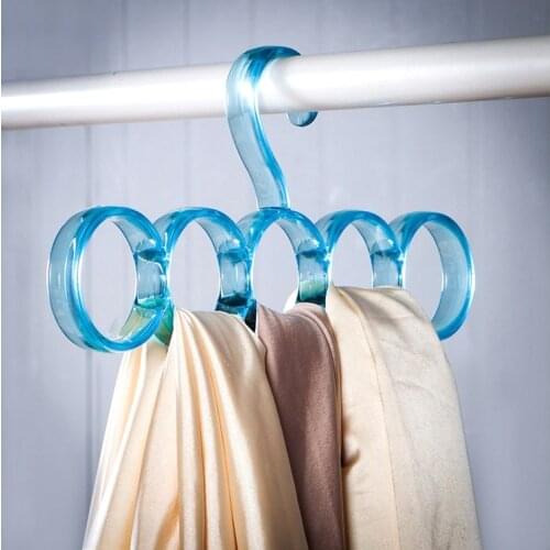 Clear Scarf Hanger Hangers Save Space Closet Organizer 5 Ring Hole Round Tie European Simple Clothes Scarves Storage Rack Cloth