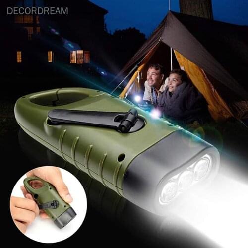 Hand Dynamo Style Solar Powered USB Rechargeable LED Camping Emergency Solar Flashlight Torch Light Night Cycling Outdoor