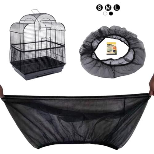 Mesh Bird Cage Cover Nylon Mesh Receptor Seed Guard Bird Parrot Cover Soft Easy Cleaning Nylon Airy Fabric Catcher Bird Supplies