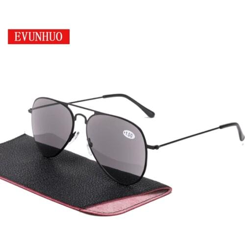 EVUNHUO Color Lens Reading Glass Sun glasses Classic Pilot Glasses Driving Fishing Unisex Sport Outdoor Eyewear for Elderly