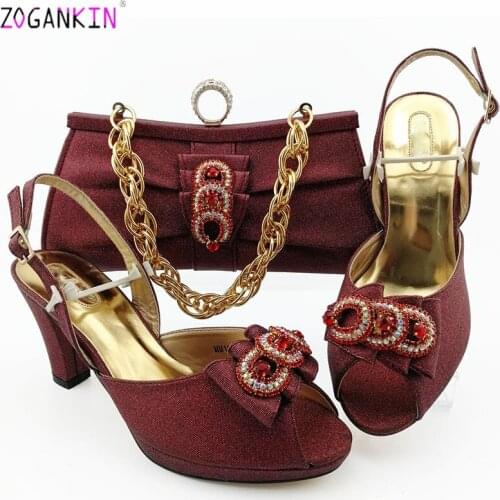 High Quality Nigerian Ladies Matching Shoe and Bag Material with Pu Nigerian Shoes and Bags Set for Party Women Shoe and Bag