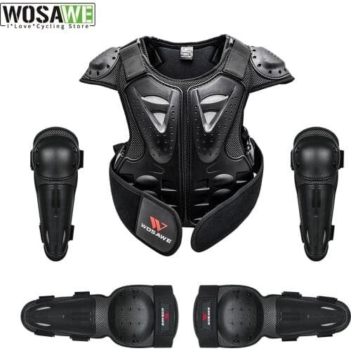 WOSAWE Childrens Elbow & Knee Pads Motorcycle Armor Jacket Shorts Cycling Protection Gear MTB Joelheira Kneepads Knee Protector