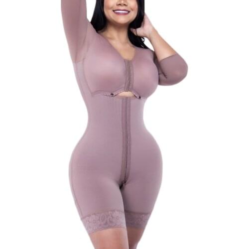 Adjustable Hook And Eye Front Closure Long Sleeve Women Shapewear With Bra Tummy Control Shapewear