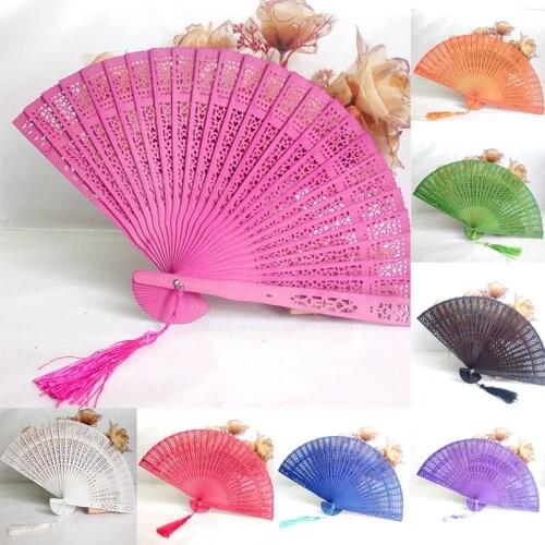 1 Pc Home Decor Crafts Weddings Parties Party Favor Fragrant Wood Bamboo Wooden Fan Summer Accesory Hand Fans Art Folding Carved