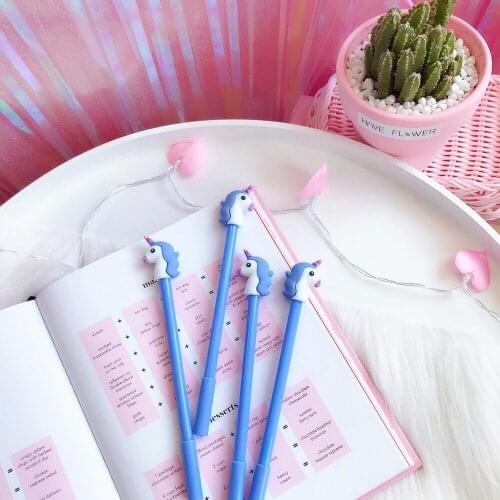 20 Pcs Neutral Pens Girls Heart Cartoon Unicorn Signature Pen Students Writing Tools Exam Neutral Pen Kawaii School Supplies