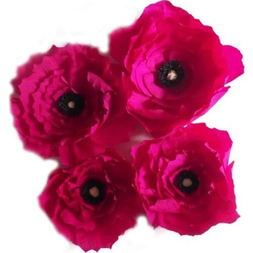 2018 Giant Crepe Paper Handmade Flowers 4PCS For Wedding & Event Backdrop Decor Baby Nursery Windows Display Mix Sizes Personal