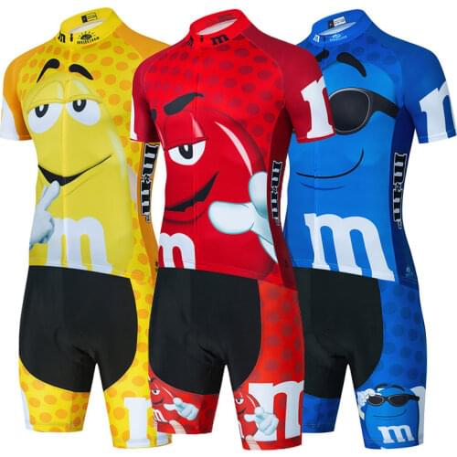 2021 New yellow Cartoon Team Cycling Jersey Sets Man MTB Bicycle Bike Breathable Short Sleeve Clothing Cycling Suit 19D GEL