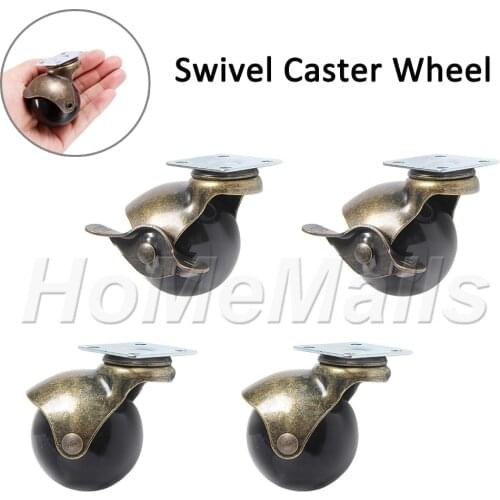 4 Pack 1.5/2 Inch 360 Degree Swivel Caster Wheels, Ball Caster Wheels With Top Plate No Noise Wheels For Furniture Home Hardware