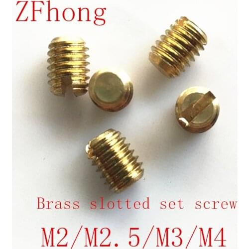 50Pcs M2 M2.5 M3 M4 slotted headless screws grubs flat end tighten bolts screw brass bolt 3-10mm Length