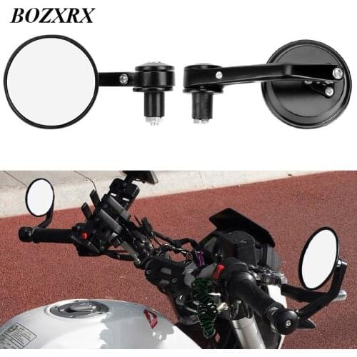 BOZXRX 1 pair CNC Aluminum Universal Handle Bar End Rearview Mirror 360 Rotation Bracket Side View Mirrors 7/8 Inch 22mm