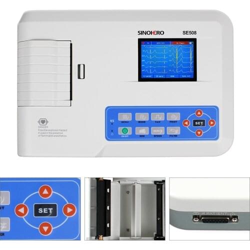 SE508 Digital Elektrokardiograph 3 Channel 12 Lead ECG Machine USB EKG Waveform Monitor With Thermal Printing System
