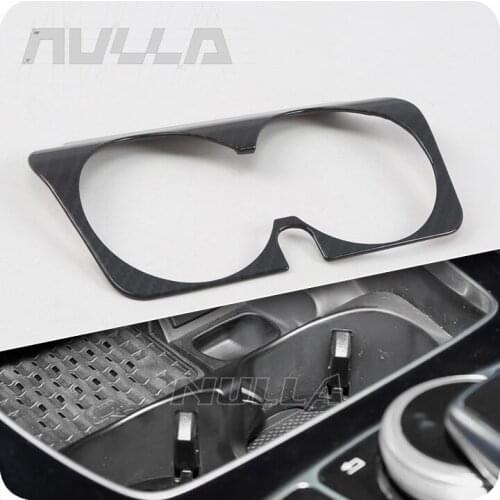 Carbon Look ABS water Cup Holder Trim Cover Trim For Mercedes Benz W205 W213 GLC E C Class 2016-2018 Chrome Decoration Frame