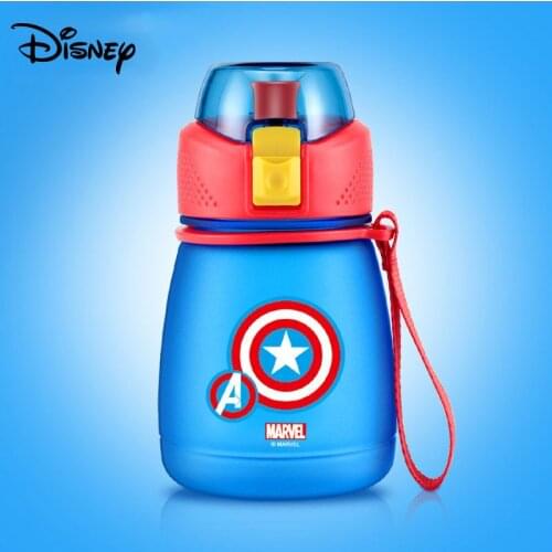 Disney childrens household plastic water cup 390ML creative summer water cup portable hand cup with straw Marvel water cup