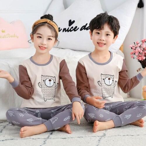 Children Pajamas 2pcs Long sleeve Cartoon Kids Sleepwear Baby Girl Clothes Sleep Suit Autumn Cotton Child Pyjamas Boy Nightwear