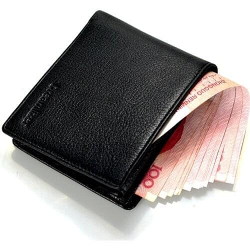Men Ultra Thin Wallet Male Soft Real Genuine Leather Wallet Mens Short Bifold Purse Male Coin Pouch Purse Card Holder Wallet