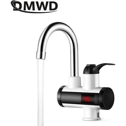 DMWD 3000W Instant Tankless Electric Hot Water Heater Faucet Kitchen Heating Tap Water Heater Temperature Display Lateral/Under