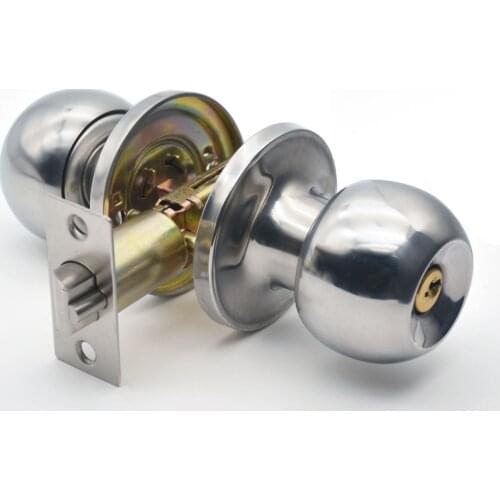 Door handle lock round door handle swivel lock handle handle stainless steel door handle with key bedroom living room bathroom