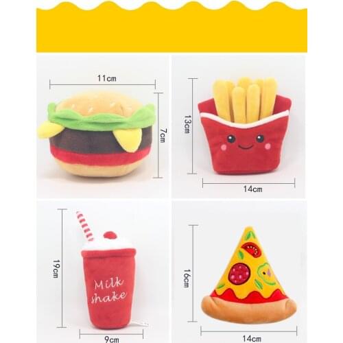 Environmentally friendly cute fast food french fries burger plush dog toy fun interactive soft and durable puppy pet supplies