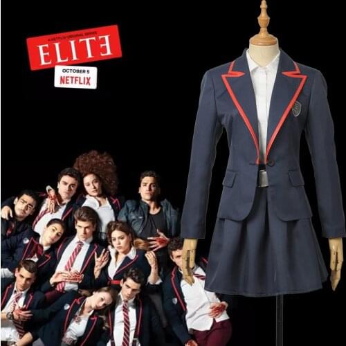 TV Series Elite junior high School Uniform Blue Female Cosplay Costume XS-XL Adult Girl Skirt Suits JK uniforms Halloween