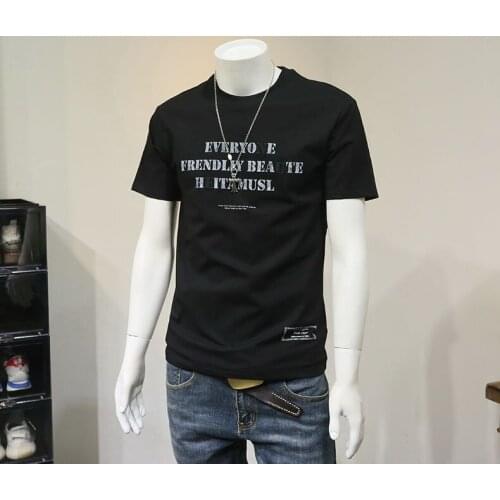 Mens T-shirt short-sleeved mens summer new t-shirt mens ins casual handsome trendy brand youth trend Slim half-sleeved