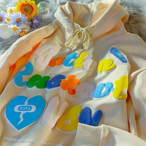 Punk Goth Cute Letter Print Hoodies Oversized Casual Clothes for Teens Harajuku Brand Fashion 2021 Autumn Streetwear Mujer Tops