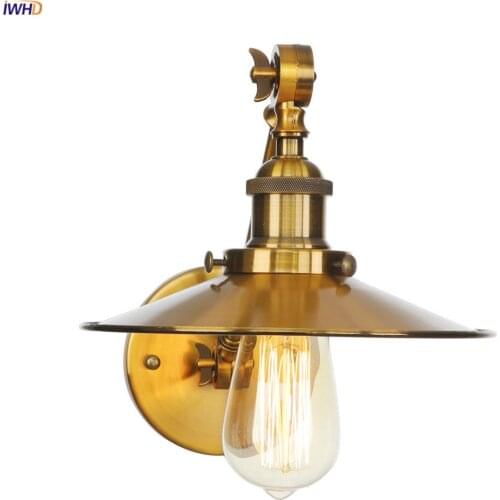 IWHD Adjustable Single Arm Wall Light Fixtures 4W Edison Bulb Indoor Gold Metal Loft Decor Vintage Industrial Wall Lamp Sconce