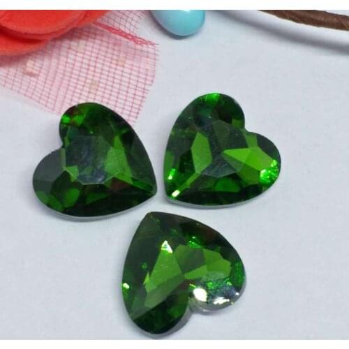 Emerald Heart Crystal Glass Sewing Pointback Rhinestones DIY Wedding Dress 8mm 10mm 12mm 14mm 16mm 18mm 27mm