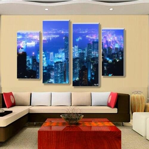 JIE DO ART HD canvas building city night sky in canvas living room decoration picture poster printing machine