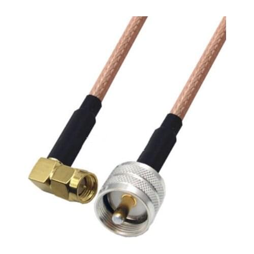 RG400 Cable SMA Male Right Angle to UHF PL259 Male Double Shielded Copper Braid Coax Low Loss Jumper Cable