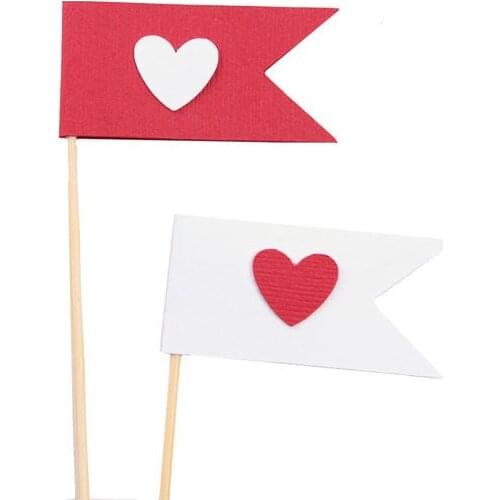 Valentine Flag Heart cupcake toppers wedding bridal baby shower toothpicks engagement birthday food pick decorations