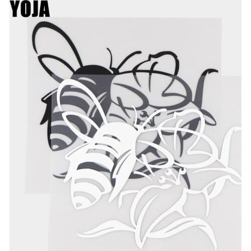 YOJA 15×13.6CM Cartoon Animals Honey Picking Butterfly Car Stickers Vinyl Decal Black/Silver 19C-0280