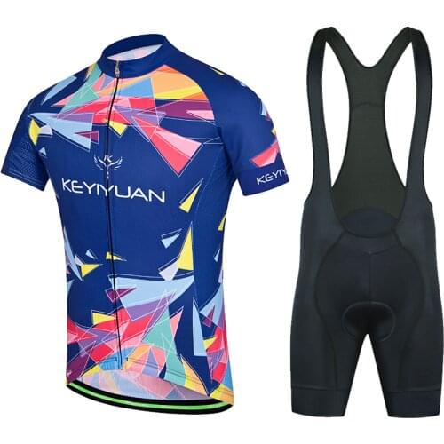 KEYIYUAN 2021 Summer Mans Cycling Jersey Bike Shorts Set Ropa Ciclismo Maillot Equipamento De Ciclismo